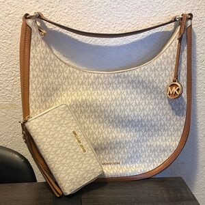 Michael Kors Cream and Tan Hobo Bag
